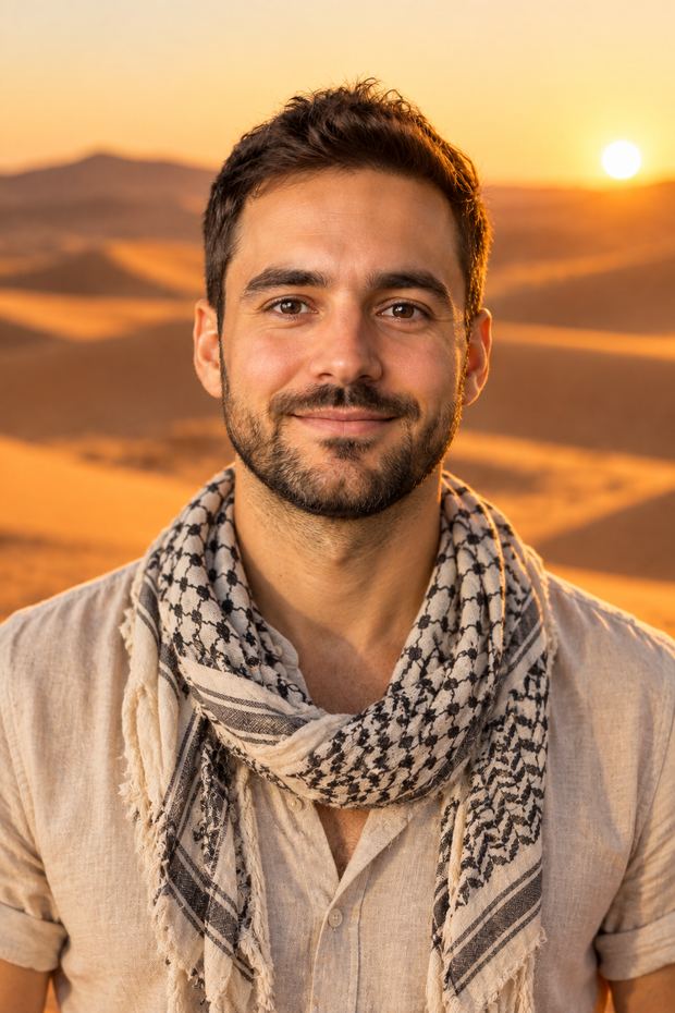 La même personne dans le désert du Sahara