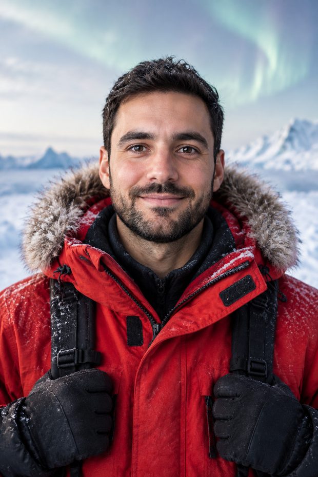 La même personne dans l'Arctique